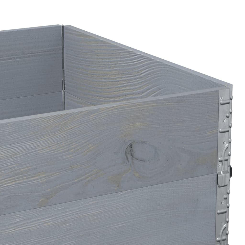 Paletten-Aufsatzrahmen 2 Stk. Grau 120 x 80 cm Massivholz Kiefer für Lager Logistik Versand, stapelbar und klappbar für Ladungssicherung, Frachtgut und Warenumschlag