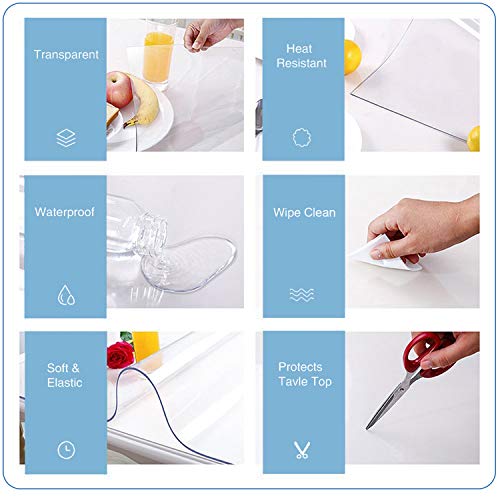 Image of ETECHMART Clear Plastic Table Cover Protector,Thick Waterproof Transparent Table Protector for Dining Table, Non-Slip Heat Resistant Clear Desk Mat for Kitchen 1.5mm Clear 40 inch x 80 inch (Rectangular)