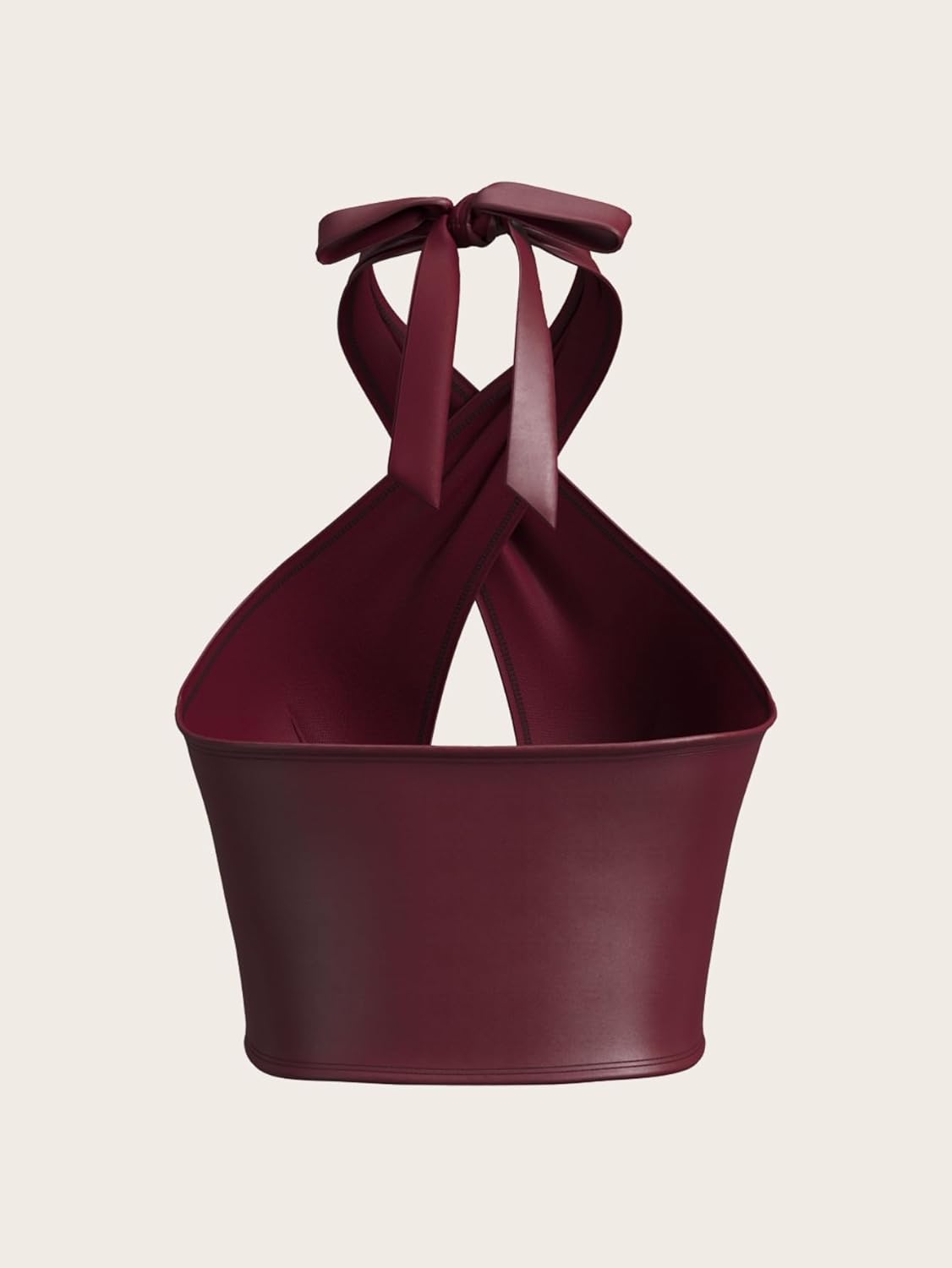 Verdusa Women's Y2k Club Faux Leather Corset Tops Cut Out Criss Cross Going Out Halter Top - Image 4