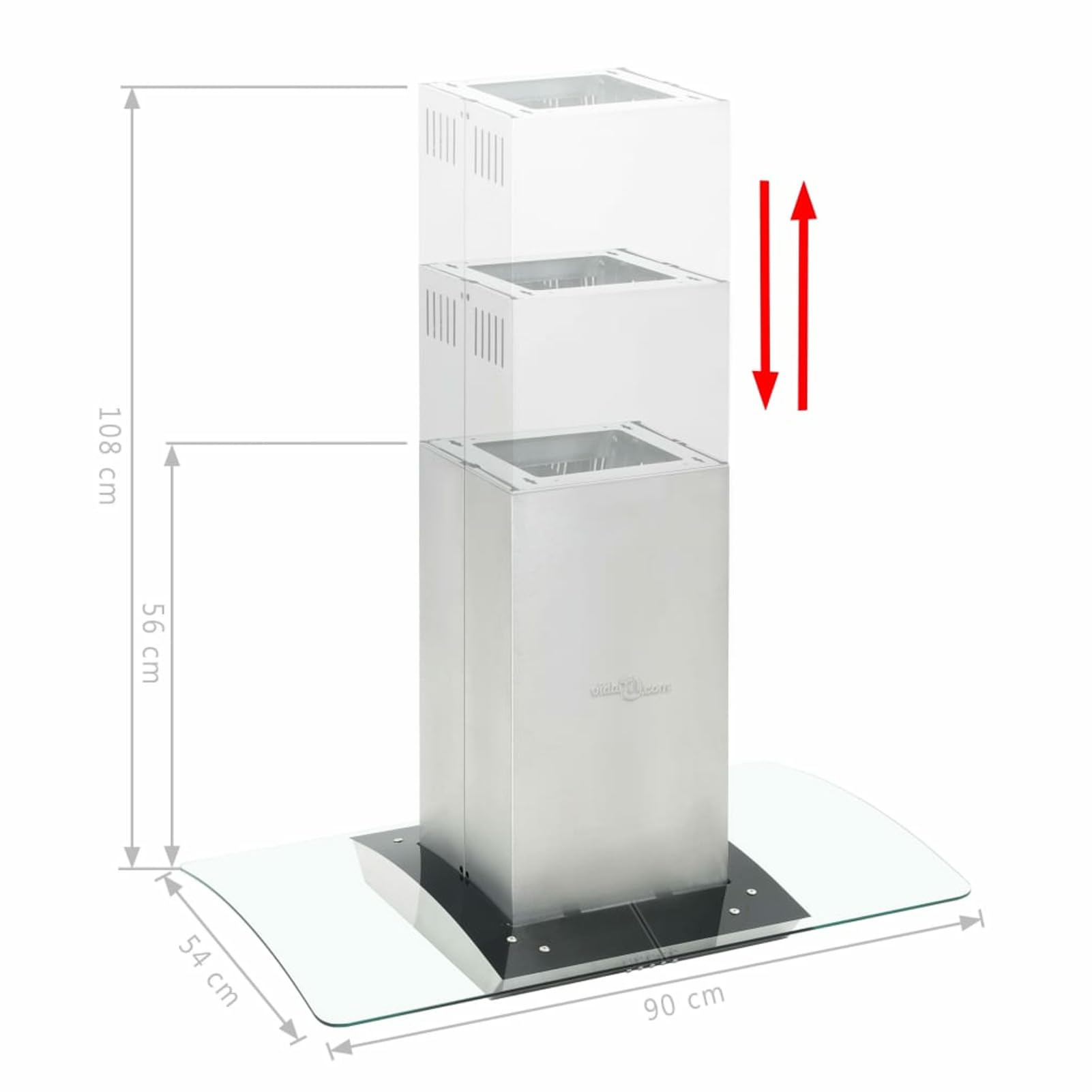 BaraSh Campana extractora de Techo 90 cm Acero Inoxidable 756 m³/h LED Campana Extractora Isla