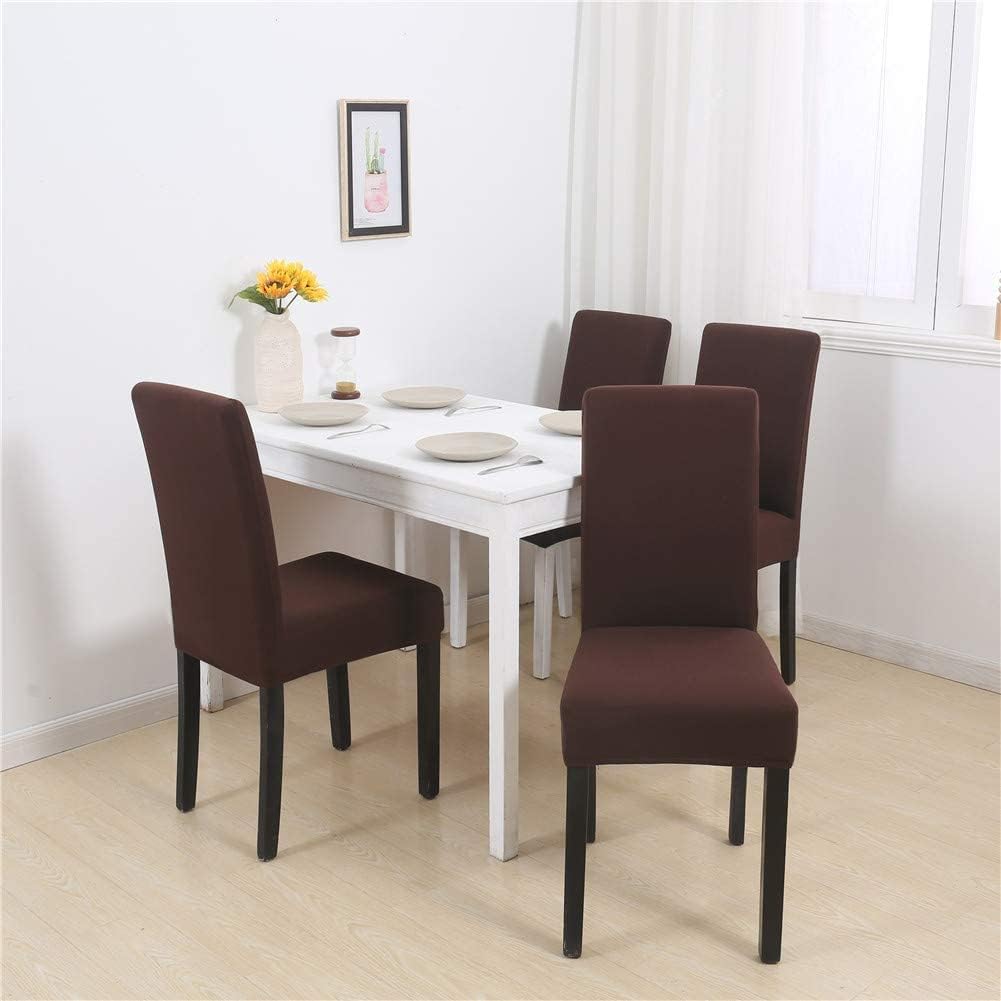 FXBZA Stretch Dining Chair Covers Reusable Chair Protector Slipcovers Removable Washable High Back Chair Slipcover for Dining Room Kitchen Hotel Wedding (Color : Coffee, Size : 2 Pieces)