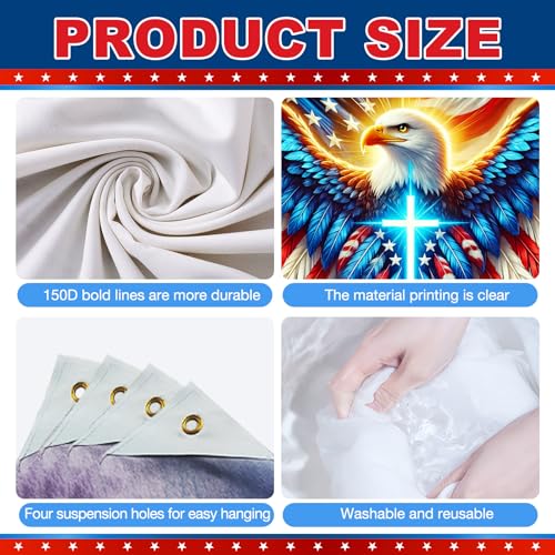 Image of BlissYard 4th of July Decorations 71 x 43 Inch America Independence Day Banner US Flag Bald Eagle Patriotic National Holiday Backdrop Veterans Day Memorial Day Theme 4th of July Party Decorations