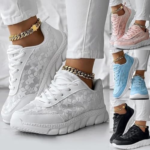 Women's Luxurious Orthopedic Sneakers, Needvu Orthopedic Sneakers, Lace Print Hollow Breathable Mesh Shoes, Soft Sole Arch Support Sports Shoes2