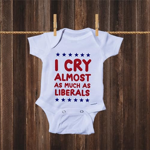 Ink Trendz I Cry Almost As Much As Liberals GOP Funny Republican Funny Baby Onesie, Conservative Baby Outfit OP-2 (White, 3-6 Months)