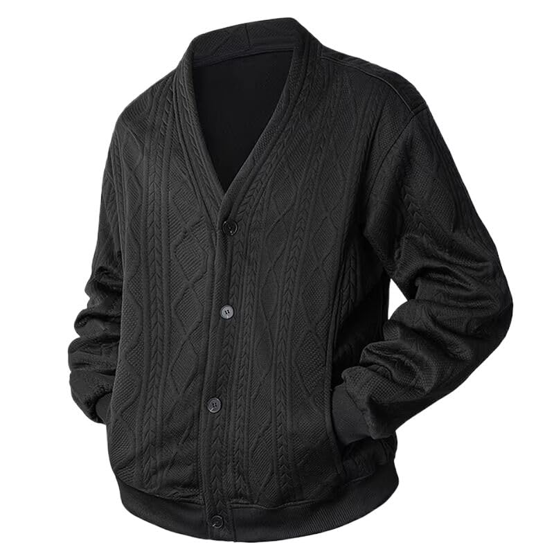 Knit Cardigan Men V Neck Pattern Sweater Autumn Winter Knit Sweater Cardigans2