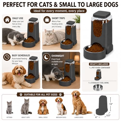 Image of PetVOgue Automatic Dog Feeder Gravity Cat Food Dispenser Large Capacity Self Feeding Pet Food Bowl for Puppy Kitten Rabbit