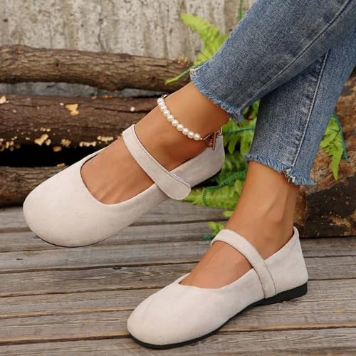 Womens Ballet Mary Jane Flats Wide Toe Box Comfortable Round Toe Slip On Dress Shoes Ballet Loafers Women's Walking Driving Ballerina Work Office Low Top Non-Slip Dance Flat Shoes4