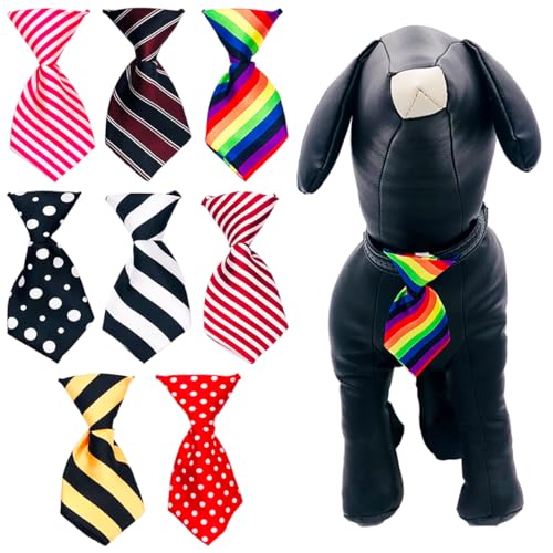 PET SHOW 8pcs Dot Stripe Small Dogs Collar Charms Neckties Medium Dog Cats Puppies Kitten Slide on Collars Attachment Accessories Neck Ties Party Holiday Costumes