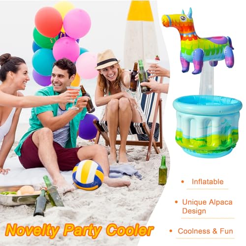 image for PARENTSWELL Inflatable Rainbow-Colored Pony Cooler, 47.5'' Inflatable 