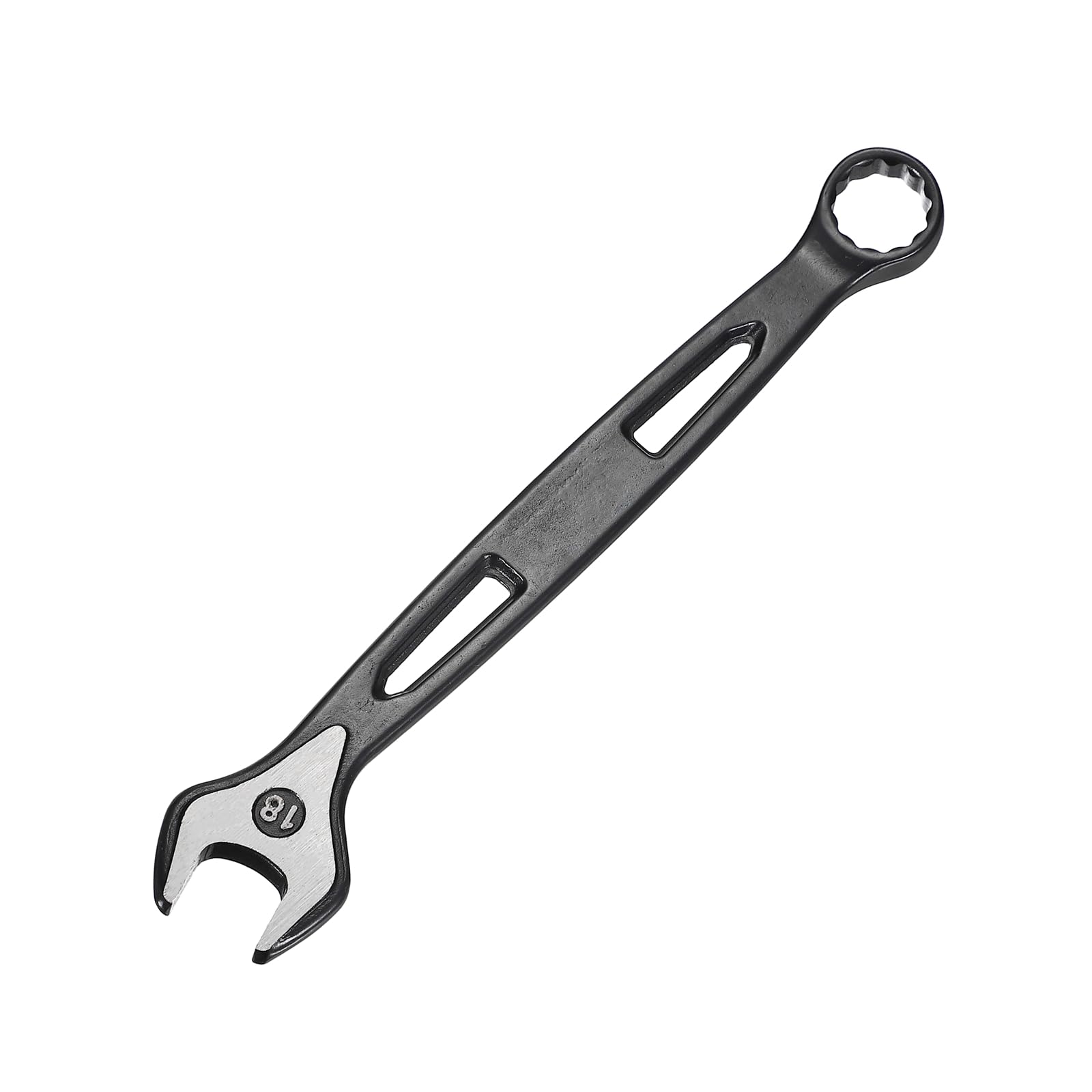 sourcing map Combination Wrench 18mm Metric Extra Long 12-Point Box and Open End Carbon Steel Double Ended Industrial Grade Spanner for Automotive Furniture Machinery DIY Repair, Black