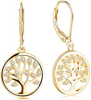 JO WISDOM Women Earrings,925 Sterling Silver Family Tree of Life Drop & Dangle Earrings