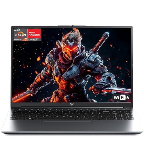 ACEMAGIC Ordenador Portatil, AMD Ryzen 7 6800H(hasta 4,7Ghz),16GB y DDR5 SO-DIMM, 512GB SSD M,2 NVMe, Tastiera Retroilluminata, 16'' 1920 * 1200P FHD Laptop Portátil BT5,2&WiFi-6 Batería i7