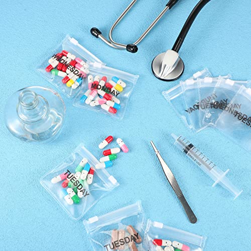 Image of Sherr 35 Pcs Pill Pouch Bags with Zipper Pill Pouch Set Travel Reusable Translucent Medicine Organizer Self Sealing Plastic Bag with Slide Lock for Storage(Simple Colors,3 x 3 Inch,Week Style)