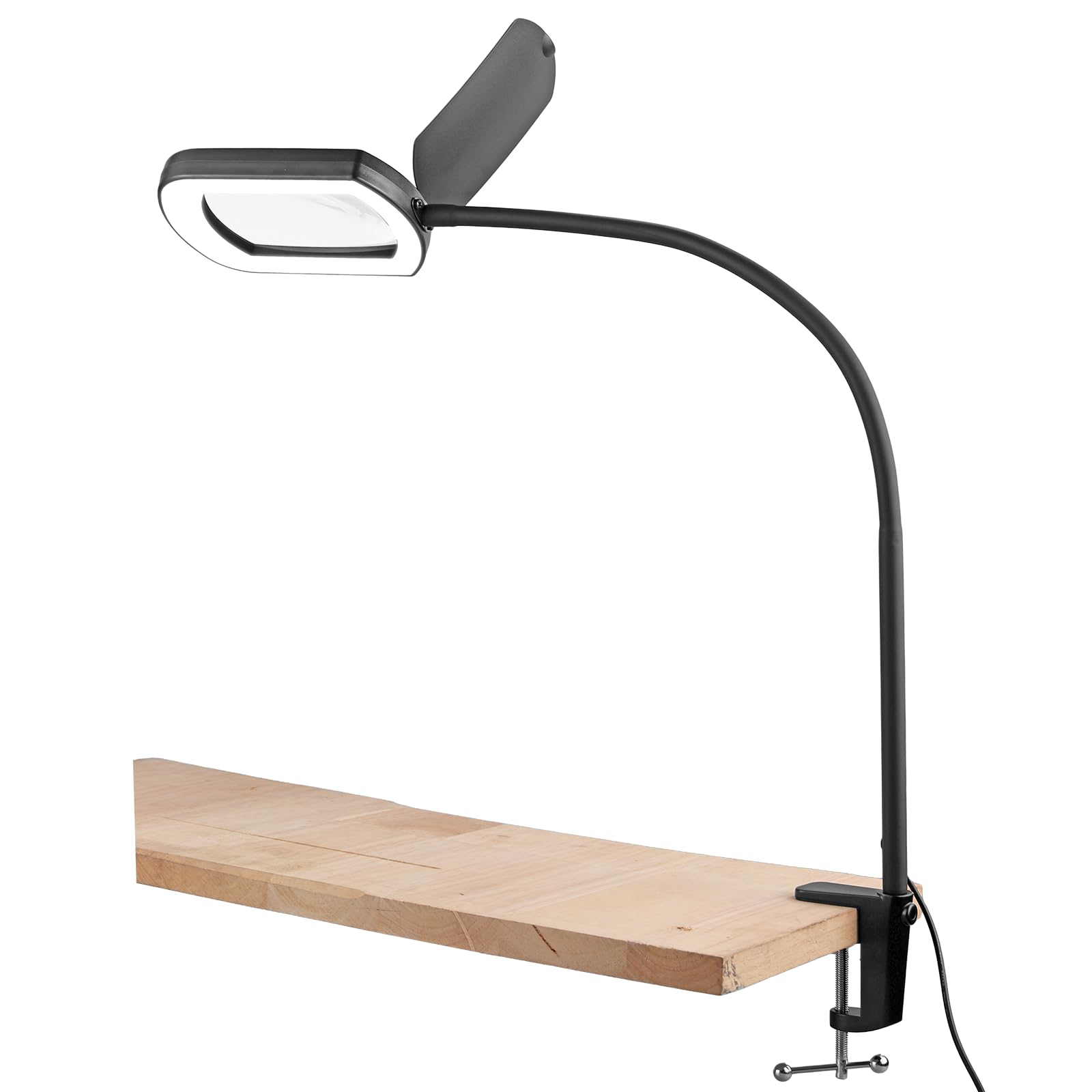 COLFULINE Loupe 10X avec lumière et support, 5 températures de couleur et 5 niveaux de luminosité, hauteur réglable, lampe loupe LED à intensité variable pour travaux manuels, lecture, couture et