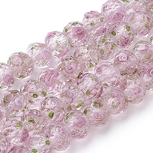 OLYCRAFT 45pcs 11~12mm Gold Sand Lampwork Beads Glass Handmade Round Loose Beads for Rosary Making Jewelry Craft Making with 2mm Hole