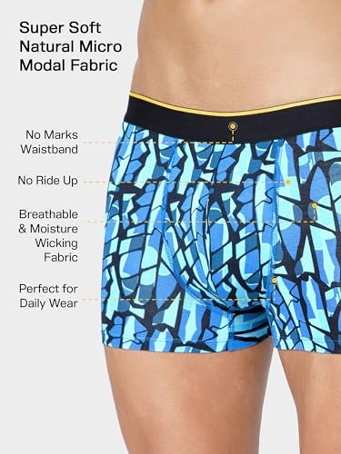 Image of Bummer Printed Micro Modal Trunks Underwear for Men - Ultra Soft & Breathable, 3 Times Softer Than Cotton, Anti-Bacterial, Stretchable for Ultimate Comfort & Style, Pack of 1 (A Shark Tank Product)