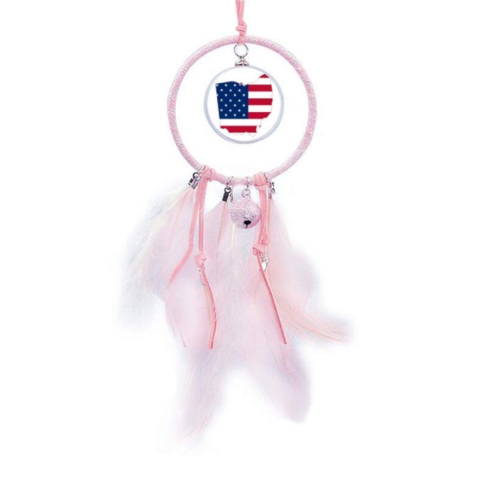 Atrapasueños de Ohio con bandera americana y campana para decoración de pared