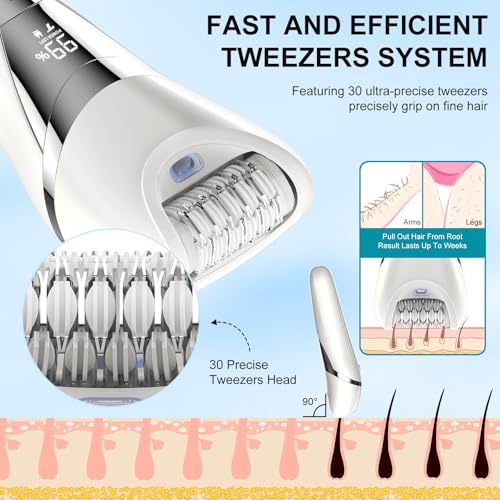 Image of Electric Bikini Epilator for Women, 5 in 1 Hair Removal for Face, Chin, Arm, Leg, Armpit, Bikini Trimmer, IPX6 Waterproof, USB Rechargeable, Wet & Dry Lady Shaver,2 Speeds & 5 Cutter Heads