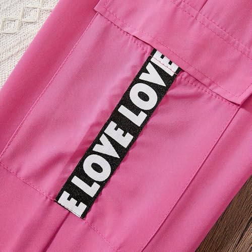 Image of Girls 2 Piece Outfits, Long Sleeve Letter Graphic Sweatshirts Drop Shoulder Pullover Tops and Sweatpants Tracksuit
