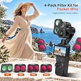 Soonpho Zestaw filtrów z DJI OSMO Pocket 4 Pro, CPL, ND16, ND64, ND128 (w zestawie podstawa magnetyczna), folia hartowana, folia obiektywu