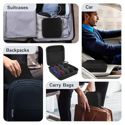 Image of Glasses Case Hard Shell Adjustable Slots Sunglasses Case for Multiple Pairs, for Travel, Trip, Camping