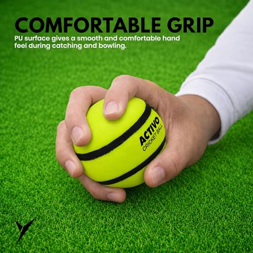 Image of jaspo Activo Air Core Indoor Cricket Ball |PU Material |Hollow Aircore Design |Soft Impact Play | 75g Lightweight |Safe for Indoor Cricket |Non-Toxic Build |Comfortable Grip |Durable & Kids-Friendly
