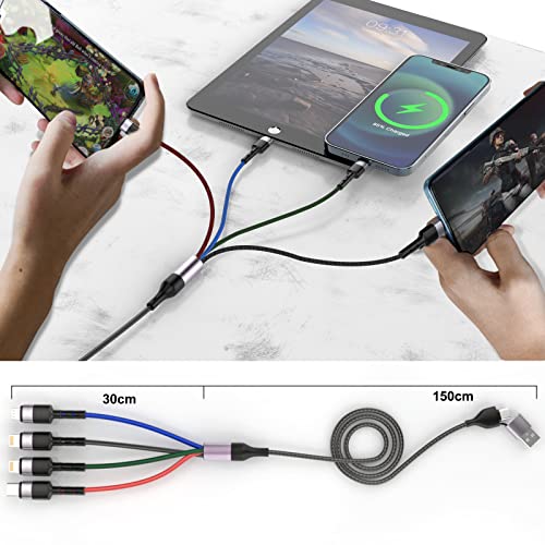 6 In 1 Multi Usb Universal 1.8M/6Ft Phone Charging Cable，Usb A/Type C To Lightning*2+Type C+Micro Usb Nylon Braided Sync Charger Cord Adapter For Android/Iphone/Ios/Samsung/Huawei-Uber Signs For Car #TOP5