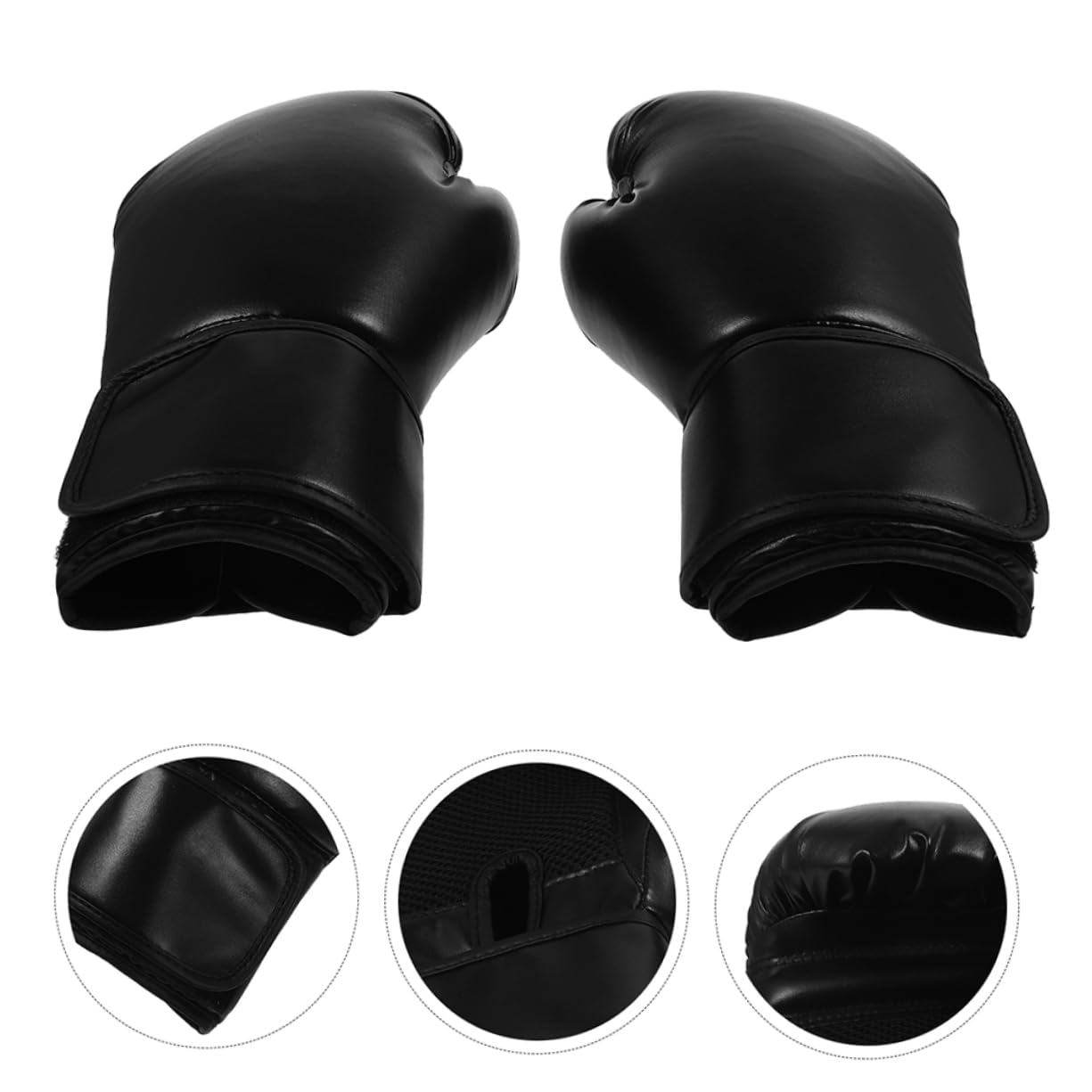 Toyvian Guanti da Boxe da Allenamento Professionali in Pu Nero, Antiscivolo e Confortevoli, per Workout Fitness e Muay Thai,
