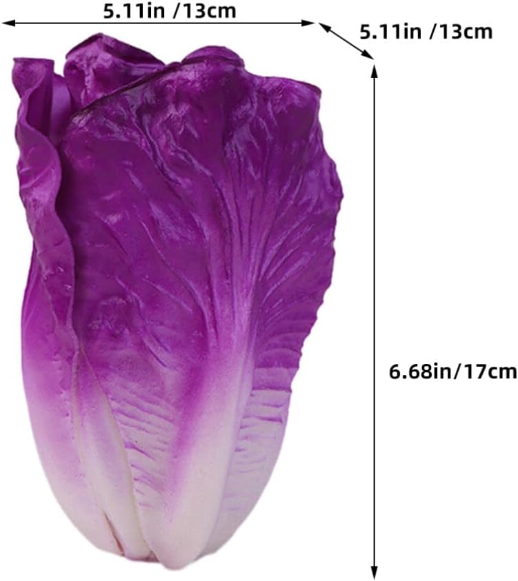 Artificial Purple Lettuce Simulation Plant Realistic Faux Vegetable Model for Home Decor Market Display Educational Props Made with Pu Material