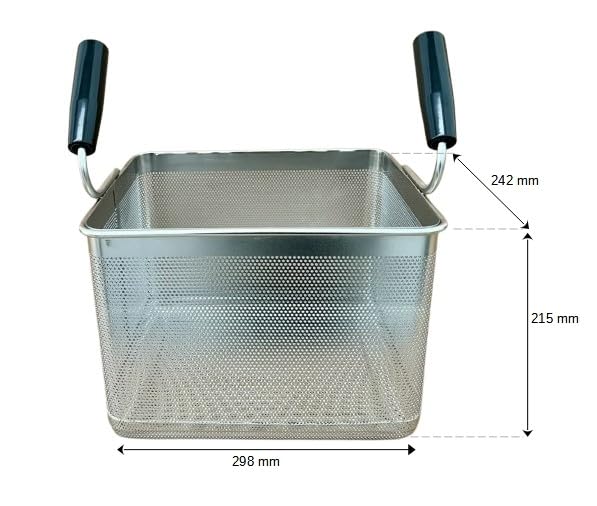 FBR0275 - CESTINO MADE IN ITALY CUOCIPASTA PROFESSIONALE 1/2 2 MANICI 298X242X215H MM IN ACCIAIO INOSSIDABILE AISI 304 CESTELLO CUOCI PASTA INOX GN 1/2
