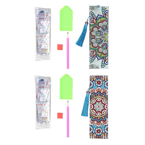 2 Packs Diy Diamond Art Leather Bookmark Painting By Numbers, Mandala Flowers Bookmark Tassel Rhinestone Embroidery Arts Crafts Novelty Gifts For Women Kids #TOP4