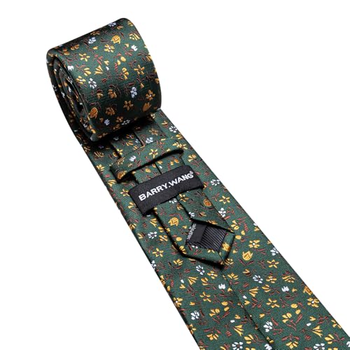 Image of Barry.Wang Ties for Men Silk Tie Sets Polka Dot Woven Necktie Pocket Square Cufflinks Business Wedding