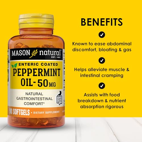 Image of MASON NATURAL Peppermint Oil 50 mg Enteric Coated Softgels, 270 Day Supply