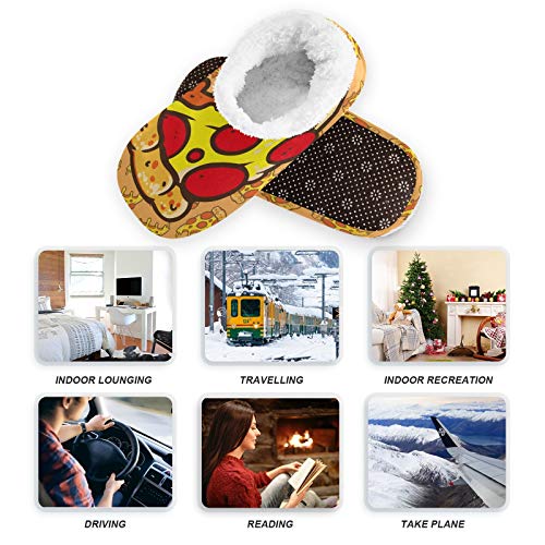 OTVEE Cartoon Funny Tasty Pizza Fast Food House Slipper for Women Men, Comfy Slippers Warm Home Bedroom Shoes4