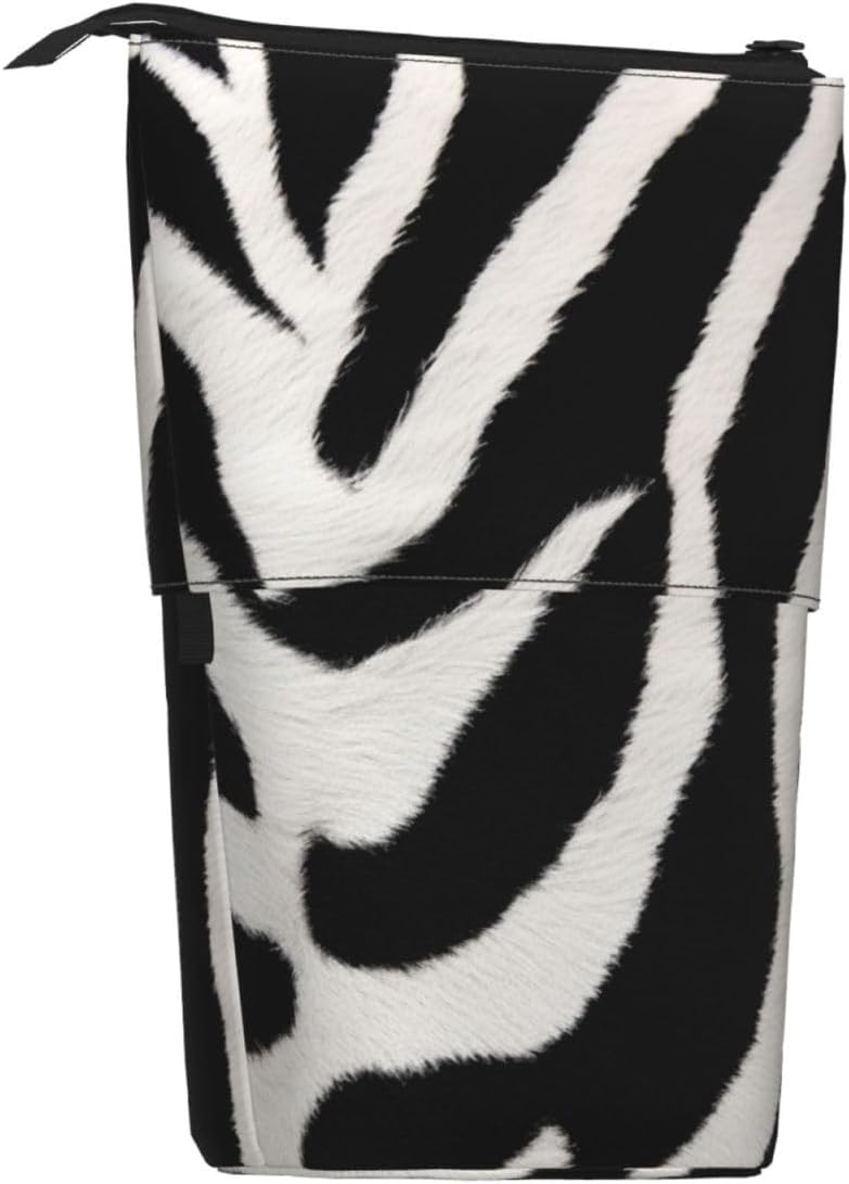 Zebra Animal Pencil Case Standing Pencil Bag with Zipper Telescopic Pencil Pouch Pop Up Pen Holder Portable Cute Makeup Bag for Women Men image 2