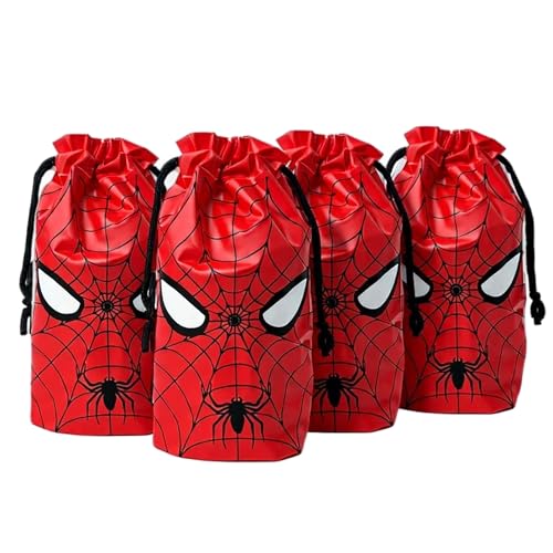 Eyllaaoo 30 Pcs 7 x 10Inch Spider Themed Gift Bags Spider Themed Treat Goodie Bags for Birthday Party Supplies Video Game Party Candy Bag
