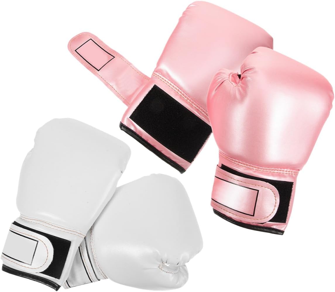Roleader 2 Pairs Sparring Punching Gloves Foam Padding for Muay Thai Martial Arts Training Light Rose White