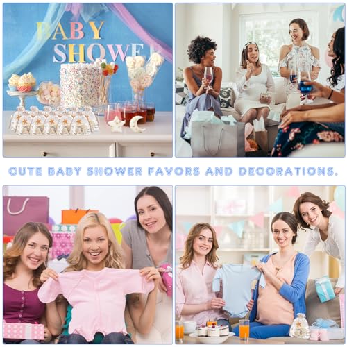 Image of 30 Sets Baby Shower Soap Favors for Guests Moon and Star Shaped Bath Soaps with Thank You Cards Organza Bags for Return Prizes Baptism Gifts Gender Reveal Birthday Party Decoration (White)