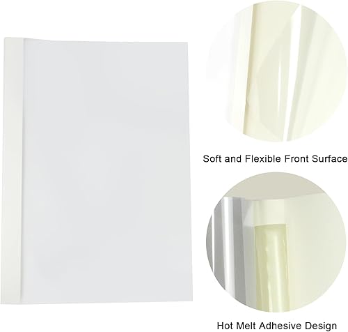 Miniatura 5 de RAYSON TBC4-25-W Cubiertas de encuadernación térmica, 316 pulgadas, cubierta frontal transparente de PVC y cubierta trasera blanca brillante,