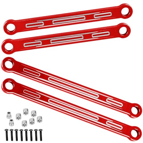 BRCatWPark RC Front & Rear Camber Link Set Upgrades Part for 1/10 Slash 4X4/Rustler 4X4/Stampede 4WD,RC Alloy Camber Links Hop-Up,Replaces Part 3641,Red