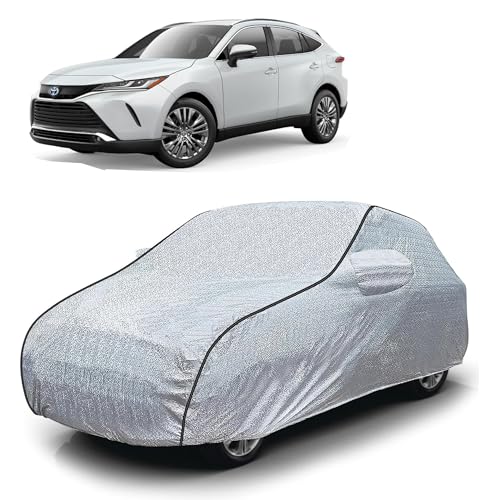 Image of Sulfar 100% Waterproof Car Body Cover Compatible with Mirror for Toyota Venza (Triple Stitched, Full Bottom Elastic, Magic Silver with Black Piping)