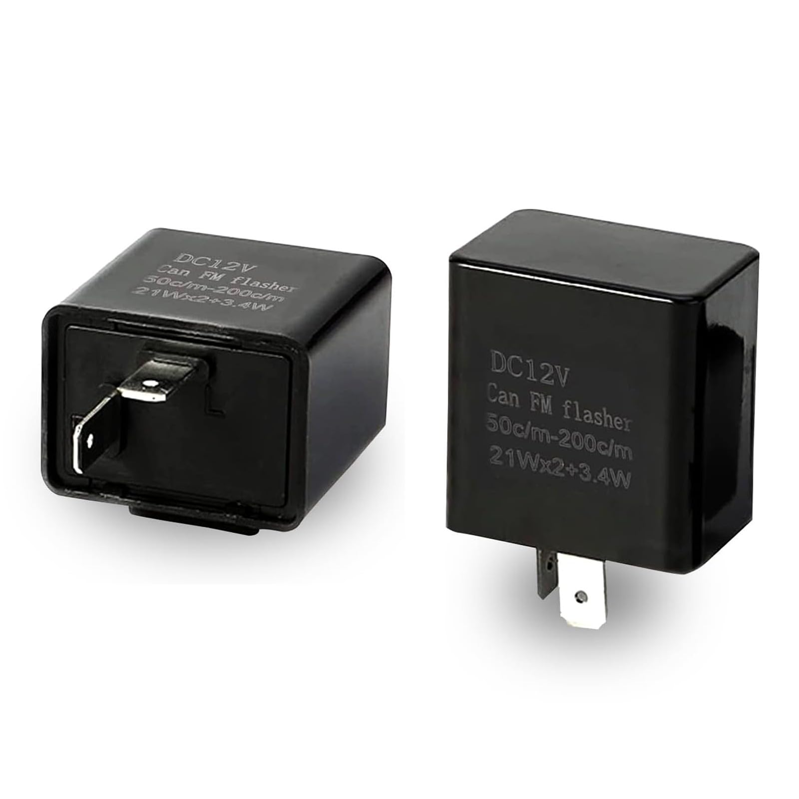 UGSHY 2 PCS LED Flasher Relay, 12V Speed Adjustable Relay, 2 Pin Hazard Warn Flash Relay, Universal for Most Cars Motorcycles (Black)