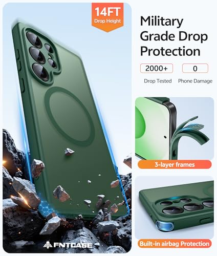 Image of FNTCASE for Samsung Galaxy S25 Ultra Case: [Fit for Magsafe] [Full Camera Protection] Translucent Matte Cases with [Screen Protector] Military Grade Shockproof Protective Phone Cover