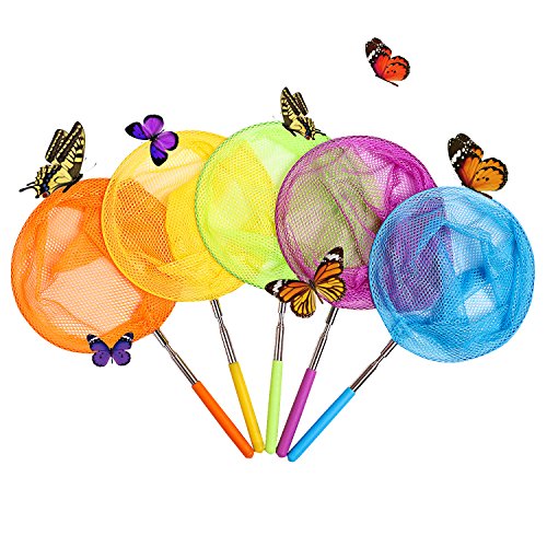 HOONEW Kids Colored Telescopic Butterfly Fishing Nets Great for Catching Insects Fish Caterpillar Ladybird Nets Outdoor Tools Extendable 34
