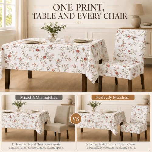 Image of Cloth Fusion Dining Table Cover with 6 Chair Covers, 6 Seater Table Cloth | Table cover and every chair cover in one matching print; 4-way stretch chair covers; 6 designs; washable, not PVC
