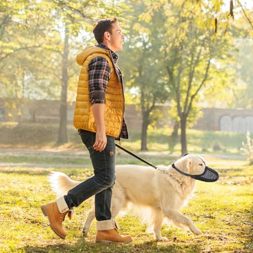 Große Maulkorb, Netzmaulkorb Weicher, Hundemaulkorb Verstellbare für Mittelgroße und Große Hunde, Atmungsaktiv Maulkorb Reflektierende, Hunde Mesh Prevent Beißen Kauen