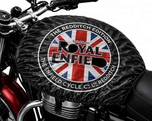 Image of Petrol Tank Cover for Bullet, Classic 350 /500, Electra and Standard, Black, Stretchable Fabric, Since 1901 Logo