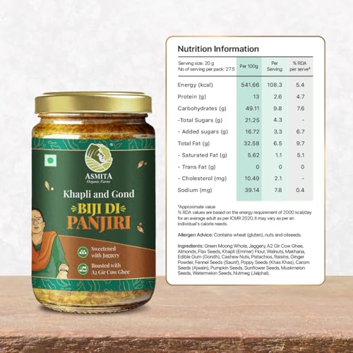 Image of Asmita Organic Farms Panjiri 550g | Postpartum & Postnatal Nutrition | Traditional Immunity Booster for Women, Kids & Adults | Made with 21 Powerful Ingredients | Energy & Recovery Superfood