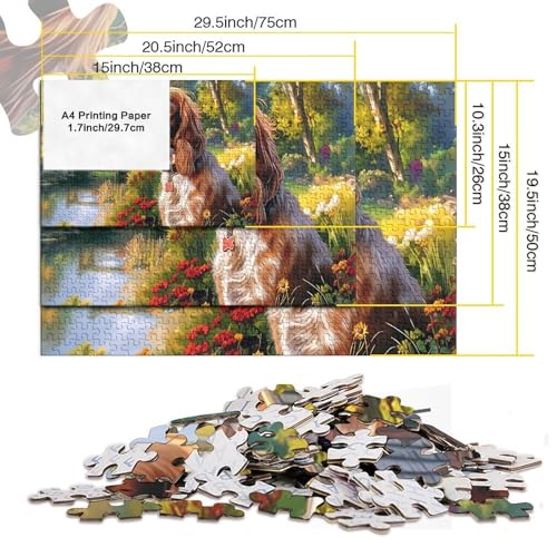 Rompecabezas de Springer Spaniel de 1000 piezas para adultos, juego de 70x50 cm para pared 5