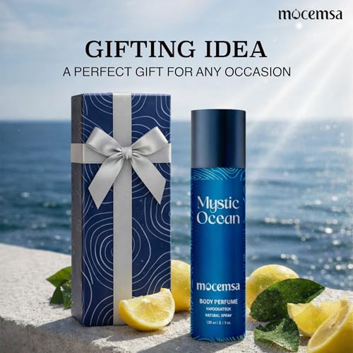 Image of Mocemsa Mystic Ocean Pour Homme Body Perfume for Men | Fresh Marine & Aquatic Fragrance | Long-Lasting No Gas Deodorant | Everyday Office & Summer Scent | Premium Men's Body Spray | 150ml